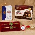 Octagon Shape Rakhi for Brother with Chocolate Magic 96gm, Coin & Card, Pack of 6