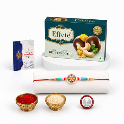Colorful Round Shape Rakhi for Brother with Butter Scotch 32gm, Pack of 5