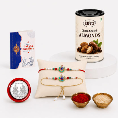 Rakhi for Brother with Chocolate Almonds 96gm - Rakshabandhan Gift Set, Pack of 5