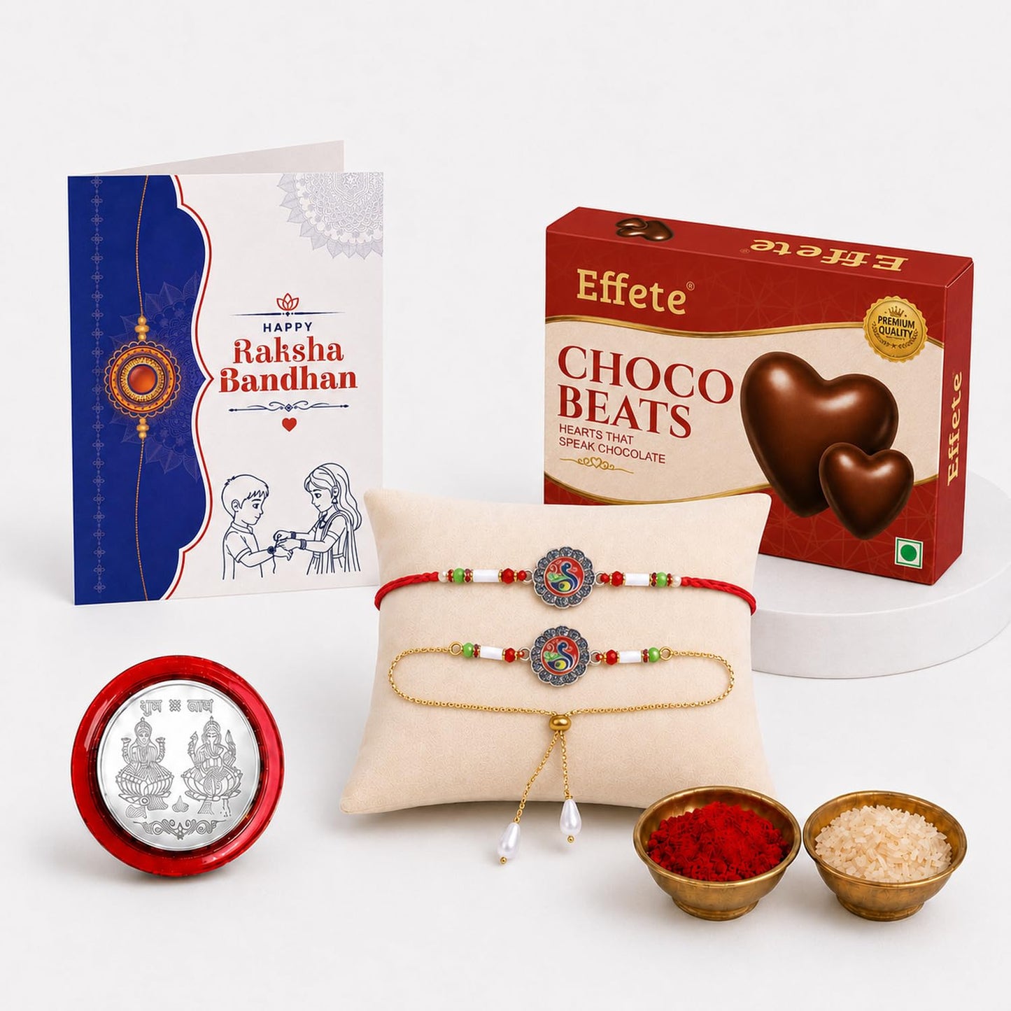 Rakhi for Brother with Chocolate Beats 32gm - Rakshabandhan Gift Set, Pack of 5