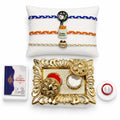 Food Rakhi for Brother with Pooja Thali, Roli Tikka, Pooja Coin & Card, Pack of 7