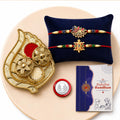 Peacock Rakhi for Brother with Pooja Thali, Roli Tikka & Greeting Card, Pack of 6