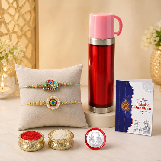 Designer Elegant Multicolor Kundan & Round Floral Rakhi Combo | Pack of 6