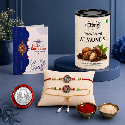 Rakhi for Brother with Chocolate 96gm - Rakshabandhan Gift Set, Pack of 5