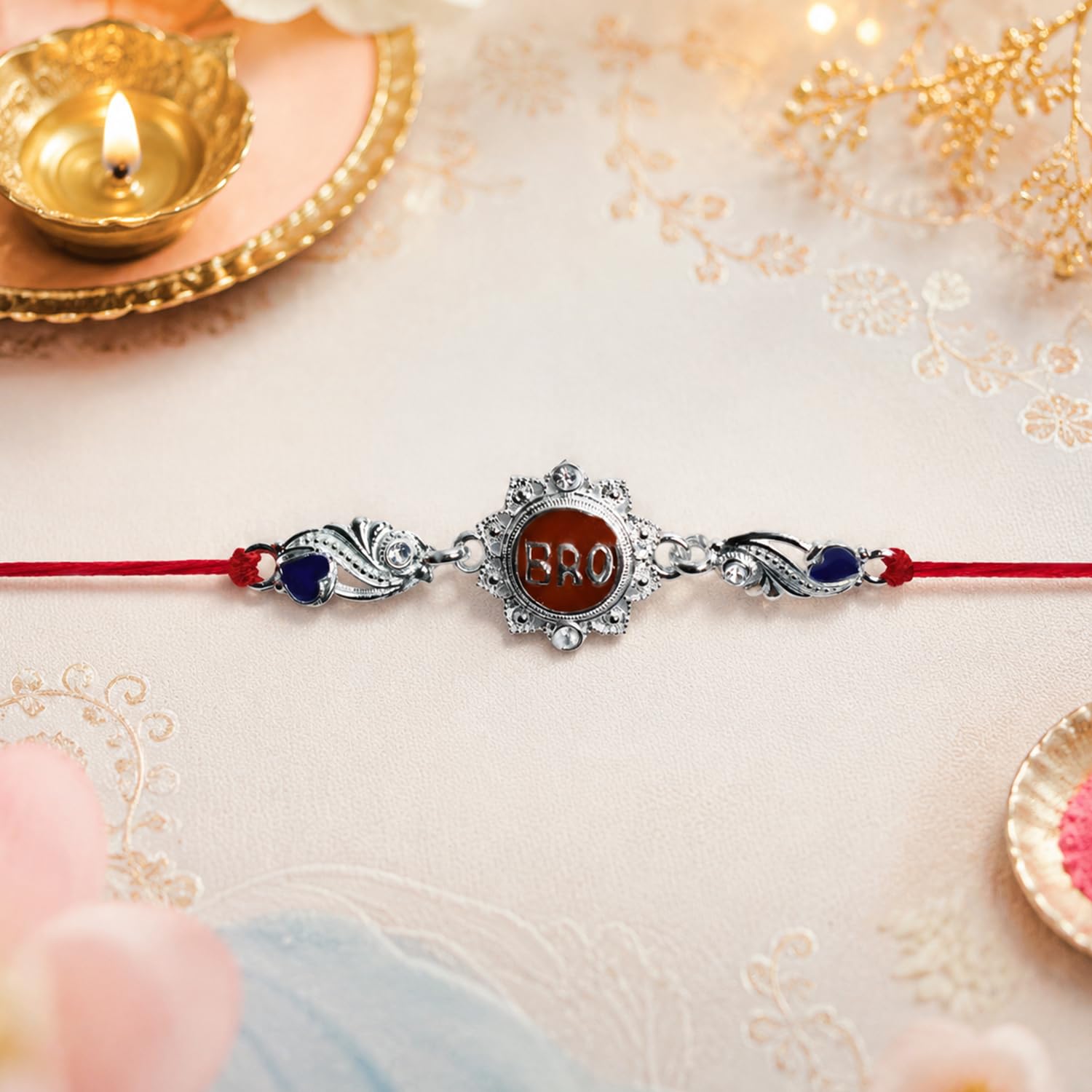 Bro Rakhi for Brother with Chocolate Magic 96gm, Roli Tikka & Card, Pack of 5