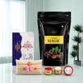 Bow Rakhi for Brother with Choco Magic Standy Pouch, Roli Tikka & Card, Pack of 6