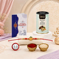 Kalash Rakhi for Brother with Butter Scotch 96gm, Roli Tikka & Card, Pack of 5