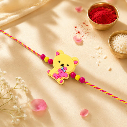 Bear Rakhi for Brother with Blueberry Almond 96gm, Roli Tikka & Card, Pack of 6