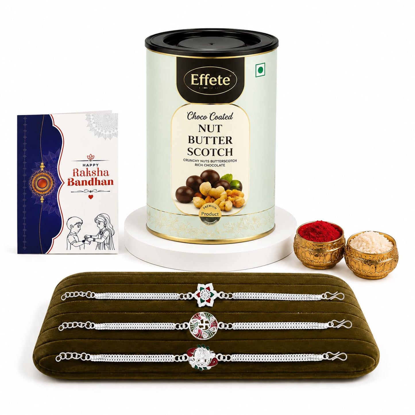 Floral Rakhi for Brother with Chocolate 96gm - Raksha Bandhan Gift Set, Pack of 7