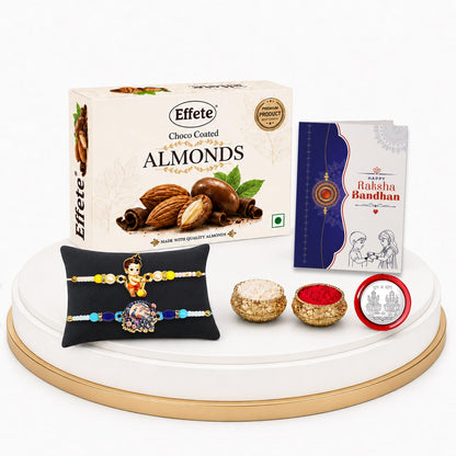 Bal Hanuman, Peacock Rakhi Combo - Raksha Bandhan Gift with Choco Almonds 32gm, Pack of 6