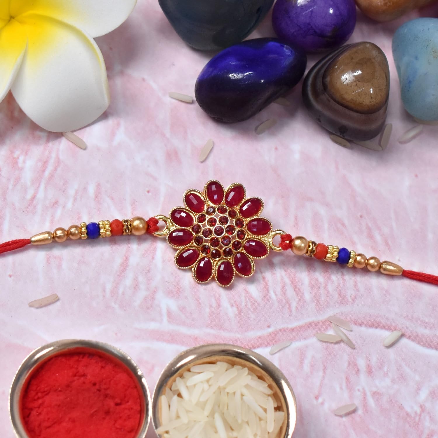 Flower, Round Multicolor Rakhi for Brother & Bhaiya with Turtle shape | Pack of 7