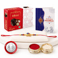 Krishan Rakhi for Brother with Choco Magic 32gm, Roli Chawal & Card, Pack of 5