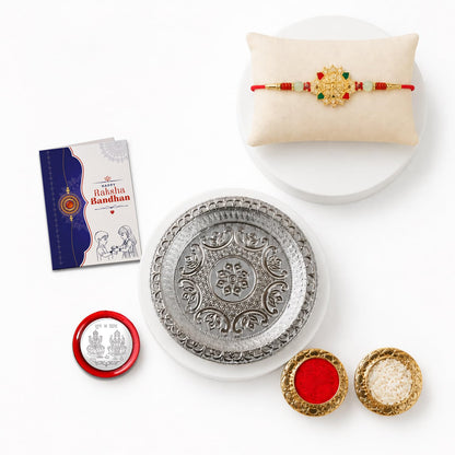 Om Multicolor Rakhi for Brother & Bhaiya with Silver Color Pooja | Pack of 5