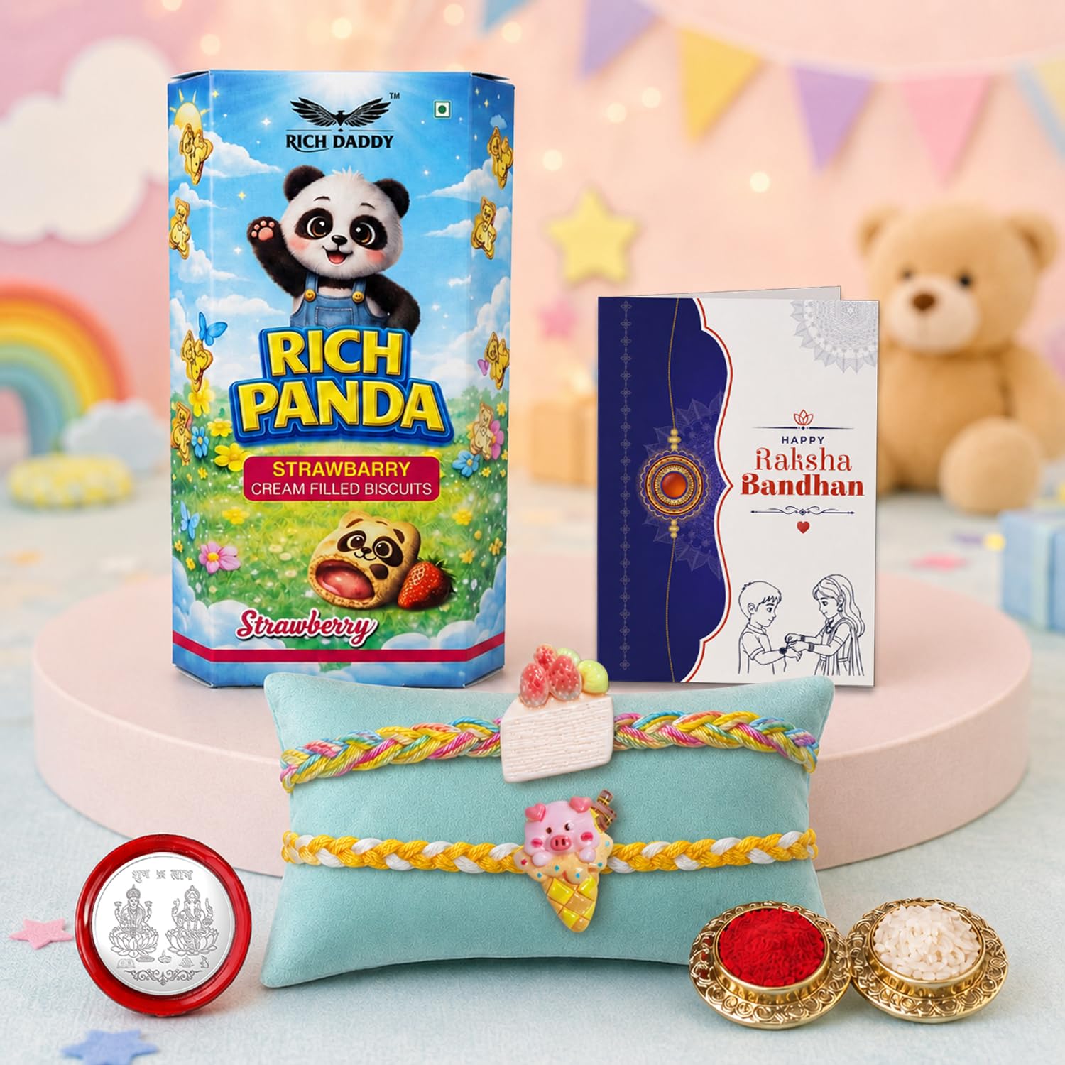 Rakhi for Brother with Cream Biscuit 60gm - Rakshabandhan Gift Set, Pack of 6