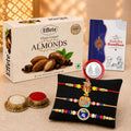 Krishna Peacock Rakhi Combo with Choco Almonds for Raksha Bandhan