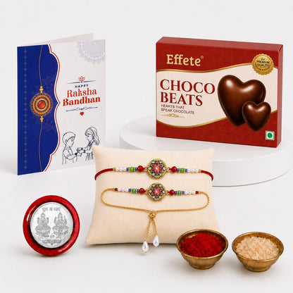 Multicolor Rakhi for Brother with Chocolate 32gm - Raksha Bandhan Gift, Pack of 5