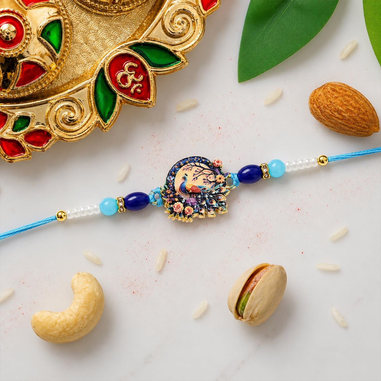 Flower Rakhi for Brother with Chocolate 32gm - Raksha Bandhan Gift Set, Pack of 7