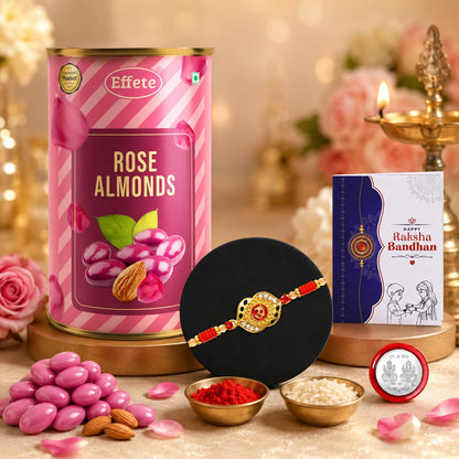 Brother Gift Kit Rakhi for Brother with Rose Almond 96gm, Coin & Card, Pack of 5