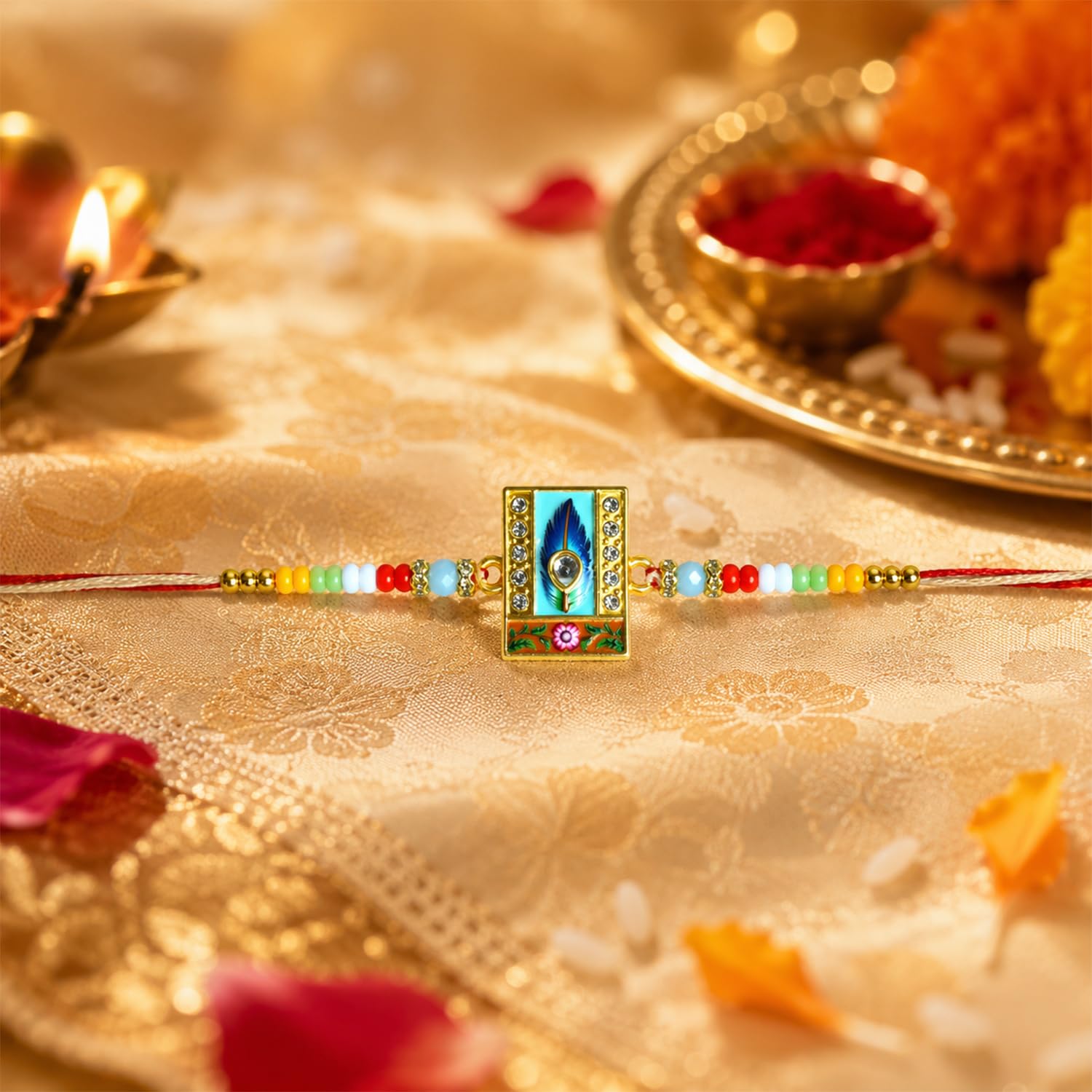 Designer Rakhi for Brother with Blueberry Almond 96gm, Coin & Card | Pack of 6