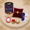Designer Rakhi for Brother with Blueberry Almond 96gm, Coin & Card | Pack of 5