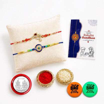 Multicolor Rakhi Combo Ganesha Charm,Evil Eye with Multicolour | Pack of 7