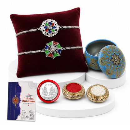 Designer Elegant Multicolor Round Rakhi Combo for Brother Bhaiya | Pack of 6