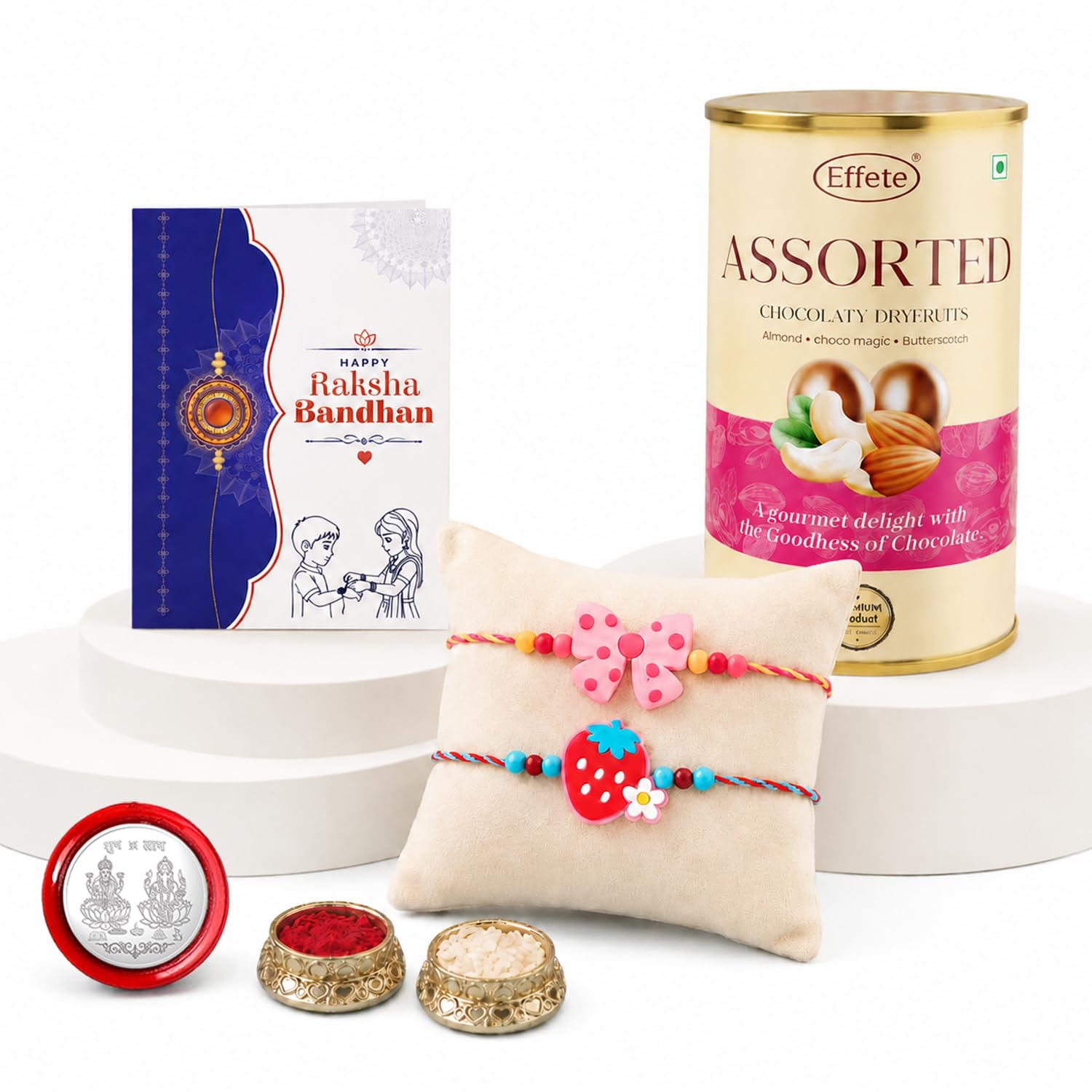 Kids Rakhi for Brother with Emperor Choco, Roli Tikka & Greeting Card, Pack of 6