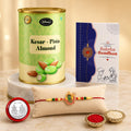 Ganesha Multicolor Rakhi Kesar-Pista Almond Raksha Bandhan Gift Combo