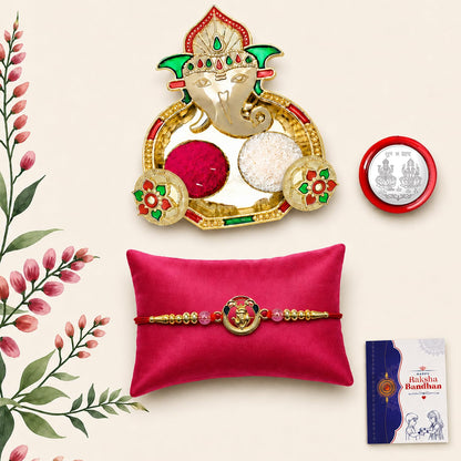 Ganesha Multicolor Rakhi for Brother & Bhaiya with Shri Ganesh Pooja | Pack of 5