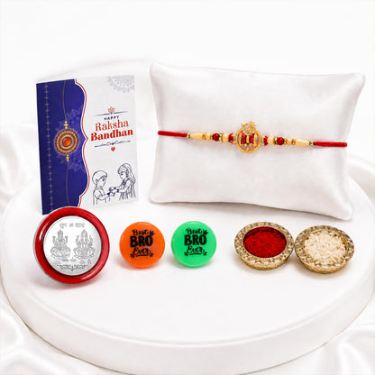 Rakhi Set for Brother (Set of 1) – Om with Damru Rakhi Combo with Roli Chawal