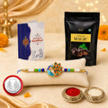 Peacock Rakhi for Brother with Choco Magic Pouch, Roli Tikka & Card | Pack of 5