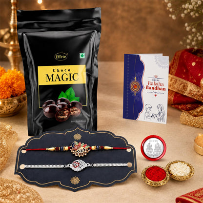 Rakhi for Brother with Chocolate Magic Pouch - Raksha Bandhan Gift Set, Pack of 6