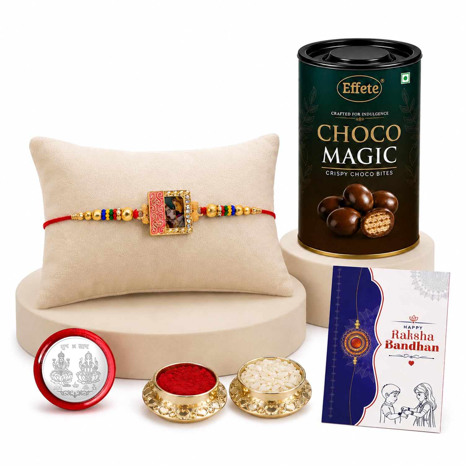 Rakhi with Chocolate for Brother – Radha Krishna Raksha Bandhan Combo (Pack of 5)