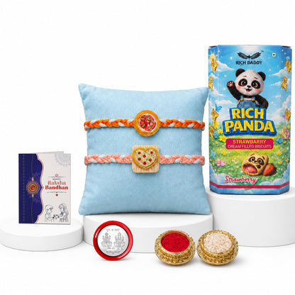Strawberry Rakhi for Brother with Biscuit 60gm - Raksha Bandhan Gift, Pack of 6