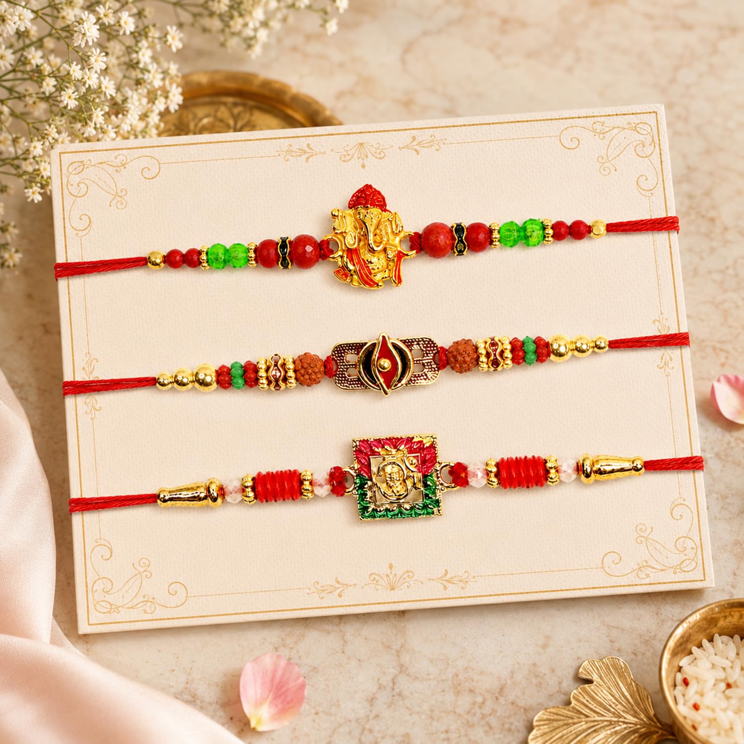 Rakhi for Brother with Chocolate Emperor Box - Raksha Bandhan Gift Set, Pack of 7
