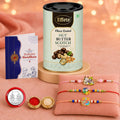 Raksha Bandhan Gift Combo – Krishna Flower Rakhi & Chocolates
