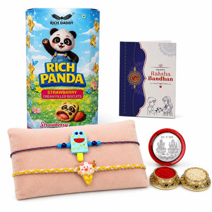 Kids, Pig Rakhi for Brother with Biscuit 60gm - Rakshabandhan Gift Set, Pack of 6