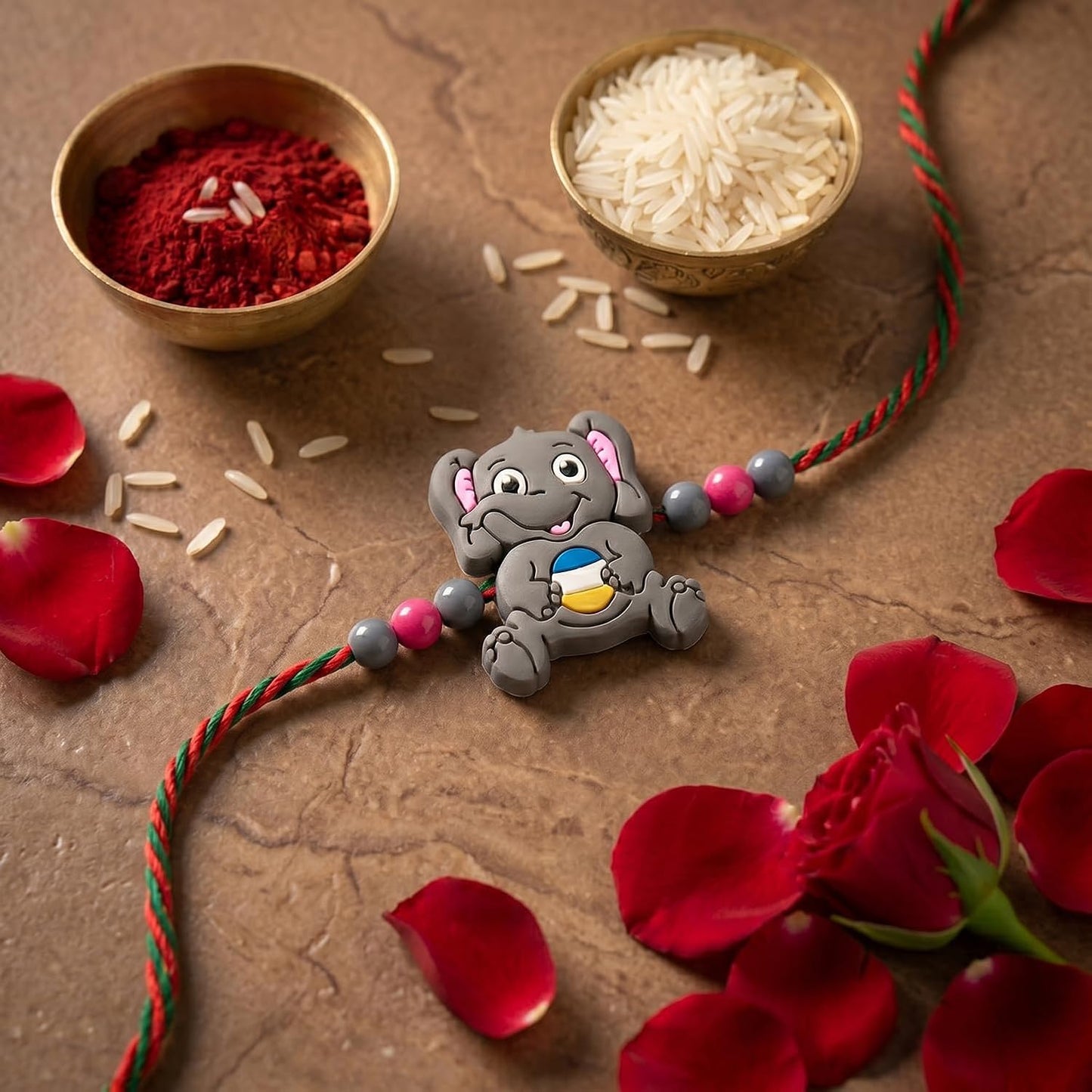 Teddy Bear Rakhi for Brother with Chocolate Almonds 96gm, Coin & Card, Pack of 6