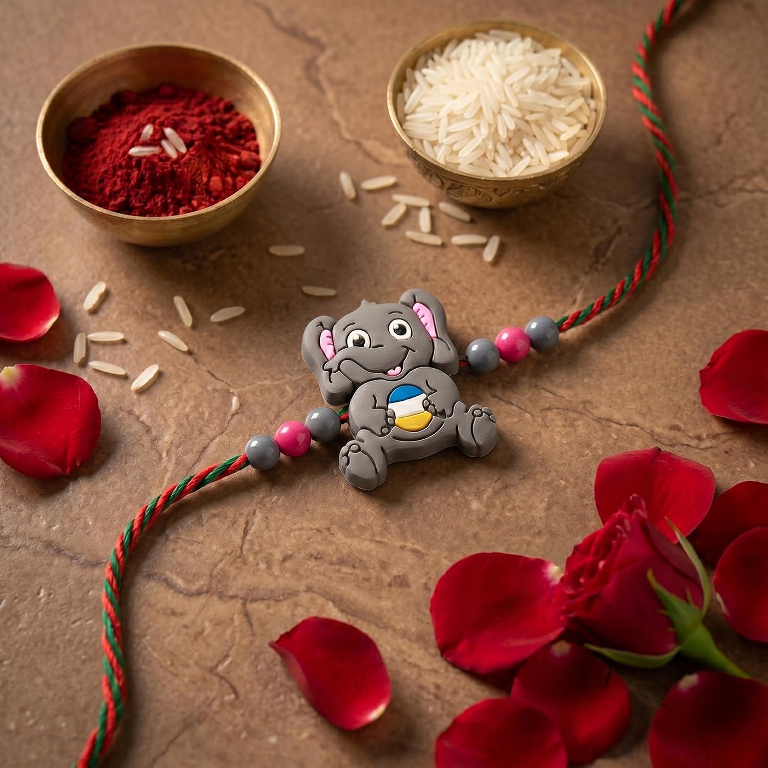 Teddy Bear Rakhi for Brother with Chocolate Almonds 96gm, Coin & Card, Pack of 6