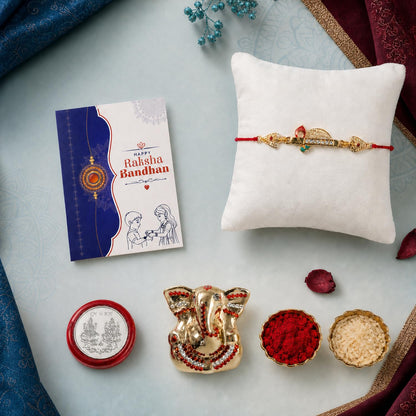 Rakhi for Brother – Raksha Bandhan Gift Combo with Elegant Design Rakhi, Ganesh