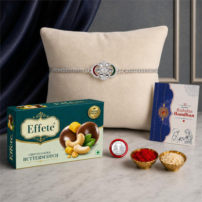 Oval Rakhi for Brother with Chocolate 32gm - Raksha Bandhan Gift Set, Pack of 5