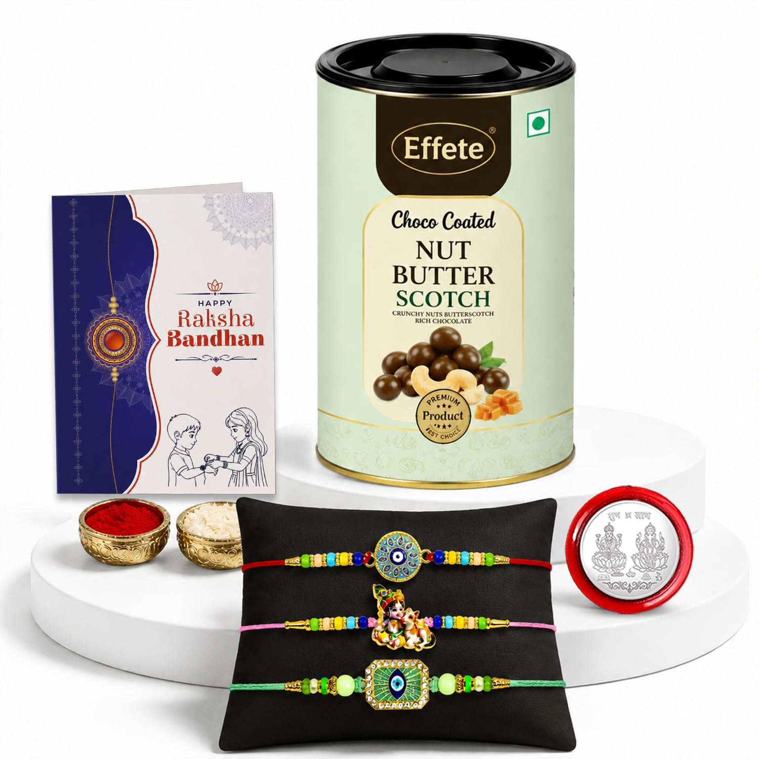 Evil Eye Rakhi Combo - Raksha Bandhan Gift with Choco Butterscotch 96gm, Pack of 7