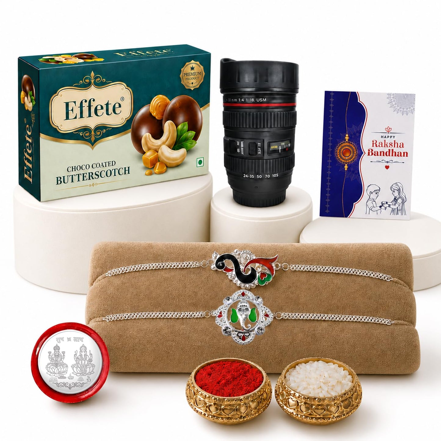 Rakhi for Brother with Chocolate & Coffee Mug - Rakshabandhan Gift Set, Pack of 7