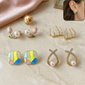 Korean Style Earrings – Elegant Pearl, Zircon & Stud Set for Women