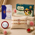 Raksha Bandhan Gift Combo – OM Rakhi with Chocolate & Pooja Set