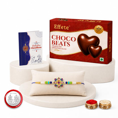Evil Eye, OM Rakhi Combo - Raksha Bandhan Gift with Choco Beats 32gm, Pack of 5 for Bhaiya