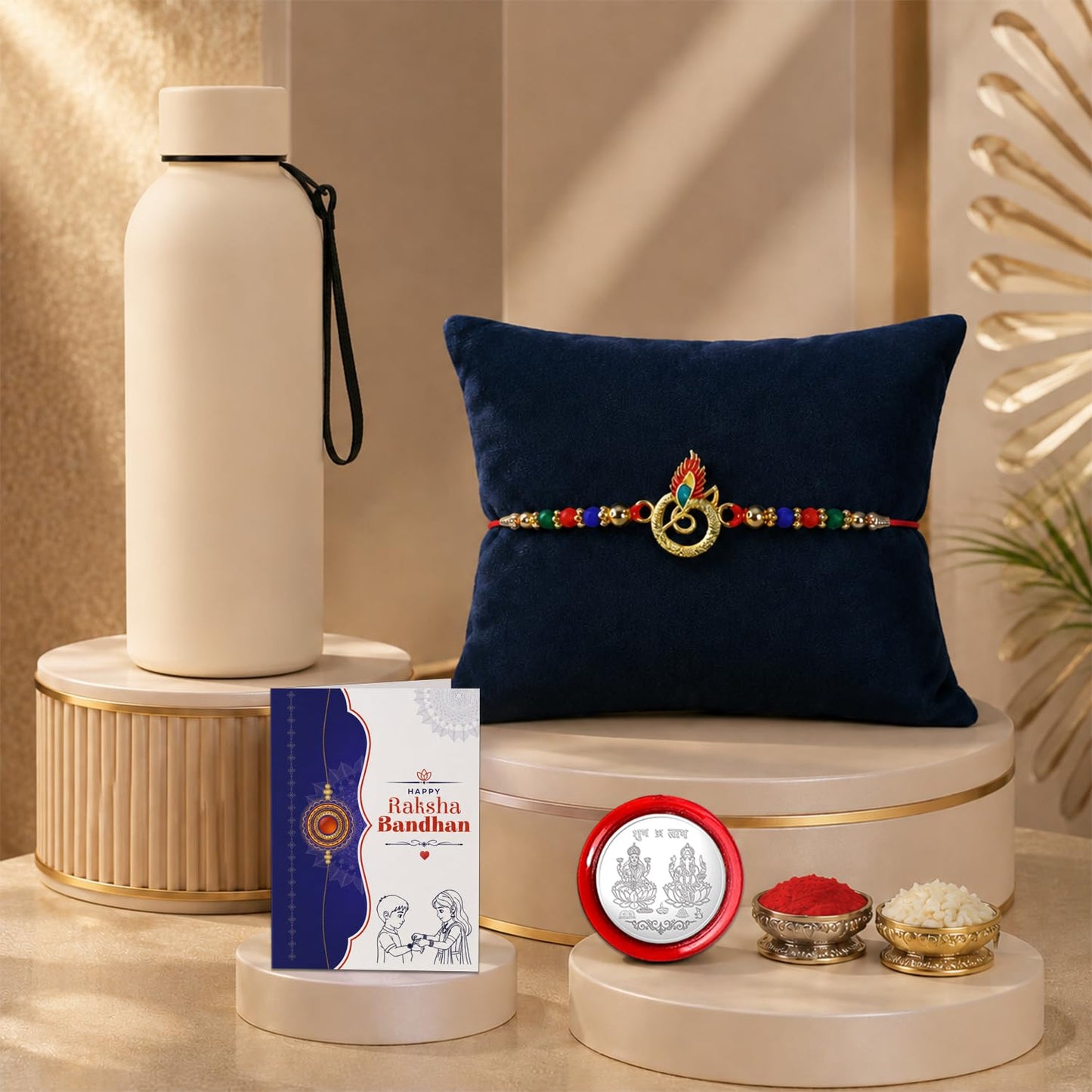 Designer Elegant Multicolor Feather Rakhi Combo for Bhaiya Bhai | Pack of 5
