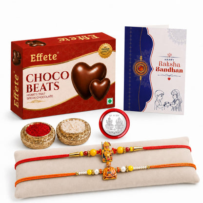 Ganesha, Swami Maharaj Rakhi Combo - Raksha Bandhan Gift with Choco Beats 32gm, Pack of 6