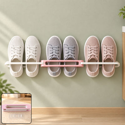 Wall Mounted Folding Slipper Stand with Adhesive Mount for Shoe Storage (1 Pc)