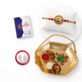Hands Multicolor Rakhi for Brother & Bhaiya with Basket-Topli Pooja | Pack of 5